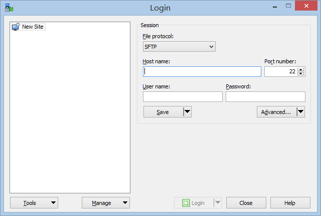 Log in WinSCP