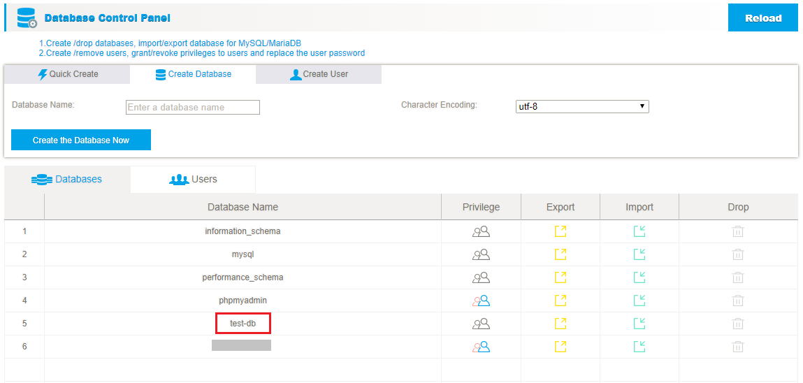 Create MySQL database