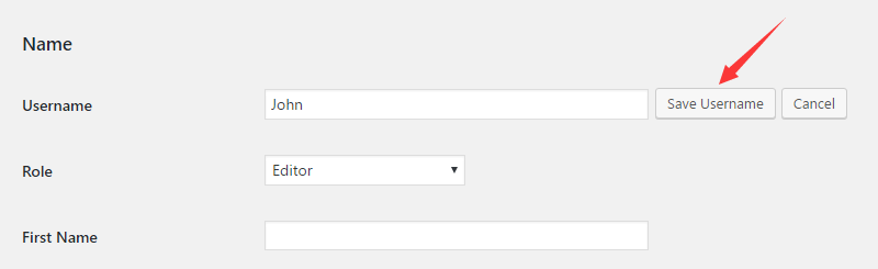 Change WordPress username for the existing user.