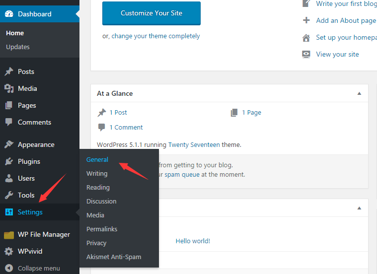 WordPress settings