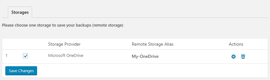 Storage list