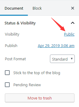 Visibility option for WordPress page