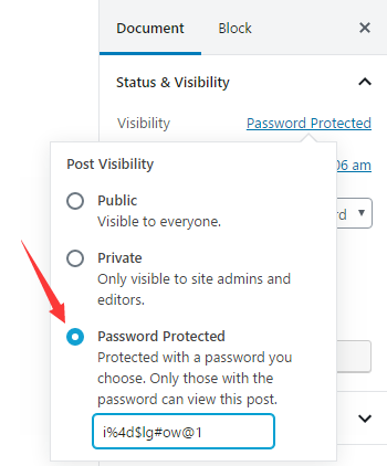 Protect WordPress page by password