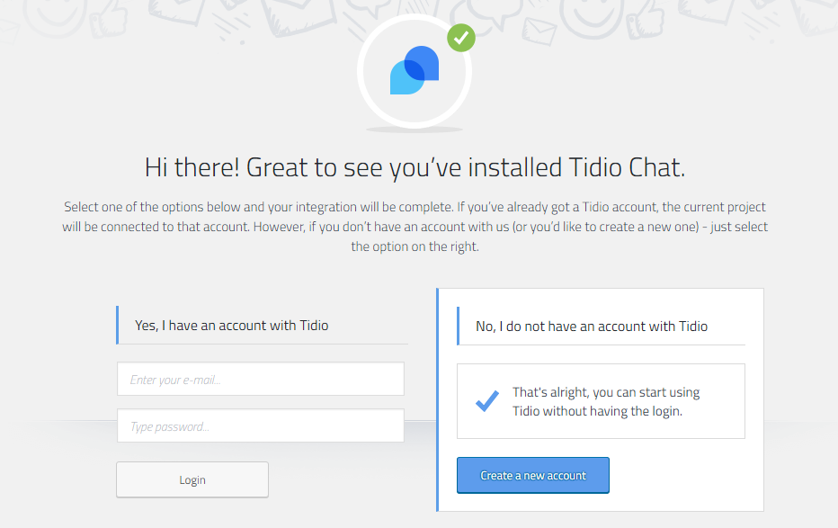 Create a new Tidio account