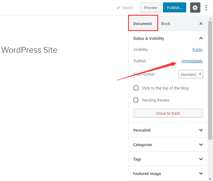 Schedule post in WordPress via post editor