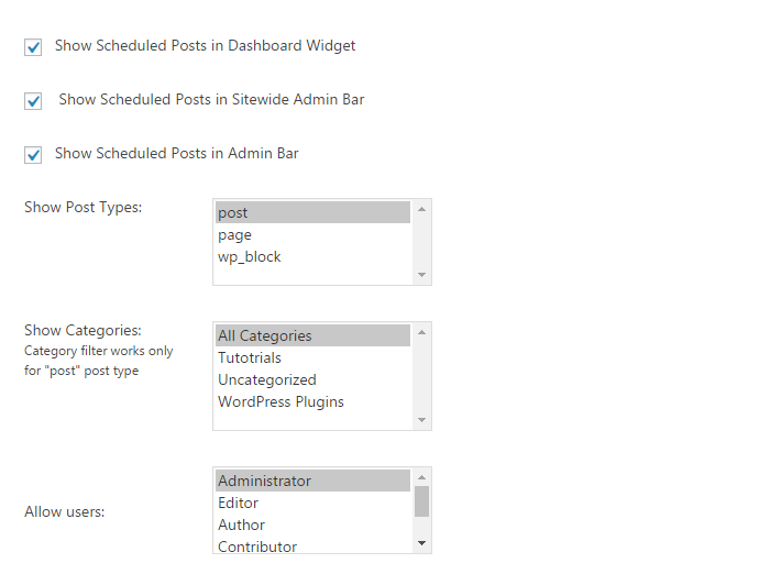 WP Scheduled Posts Options 