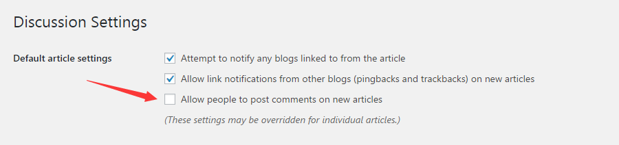 Uncheck the option of 'Allow people to post comments on new articles'