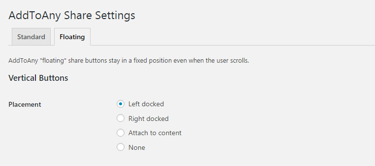 Floating share buttons of AddToAny plugin