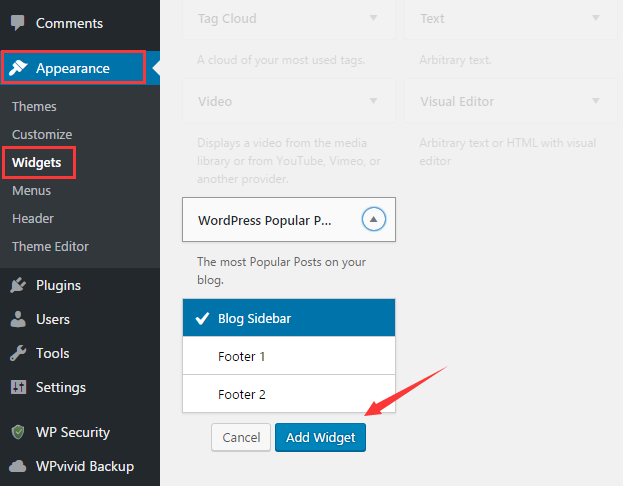 Add WordPress popular posts widget to sidebar