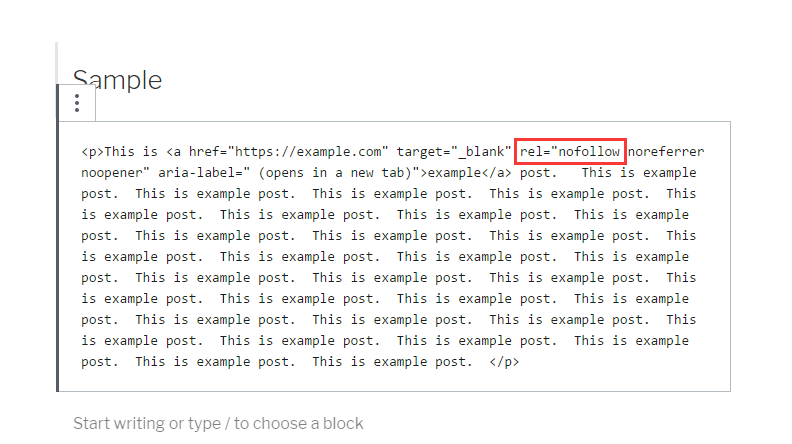 Add nofollow attribute to a link