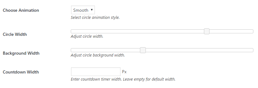 Settings of Countdown Timer plugin