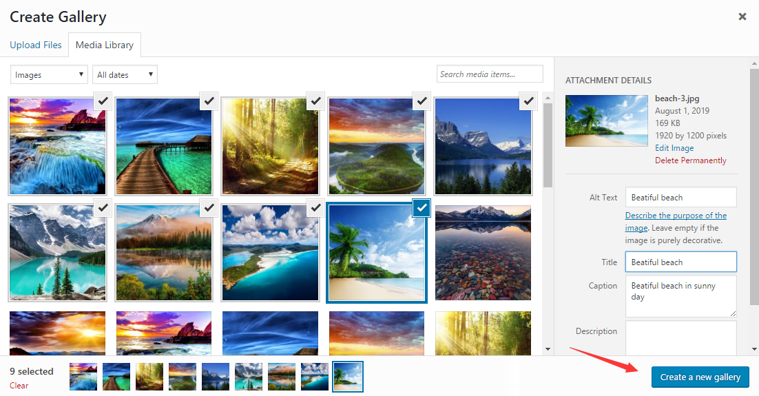 Create an image gallery in WordPress