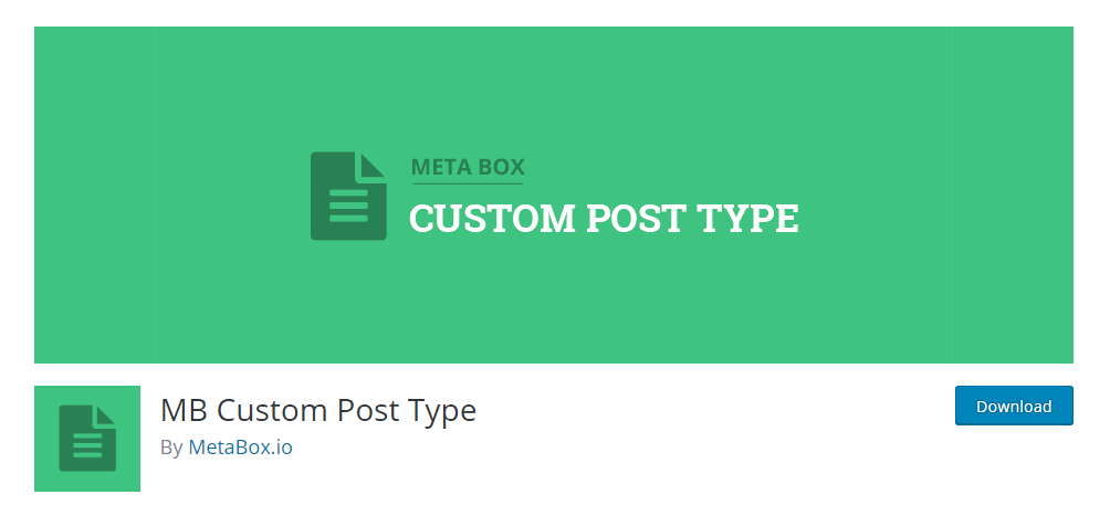 MB Custom Post Type plugin