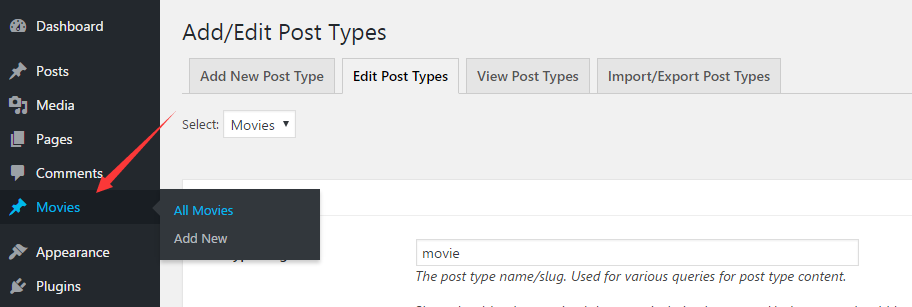 Movie: custom post type