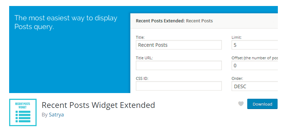 Recent Posts Widget Extended