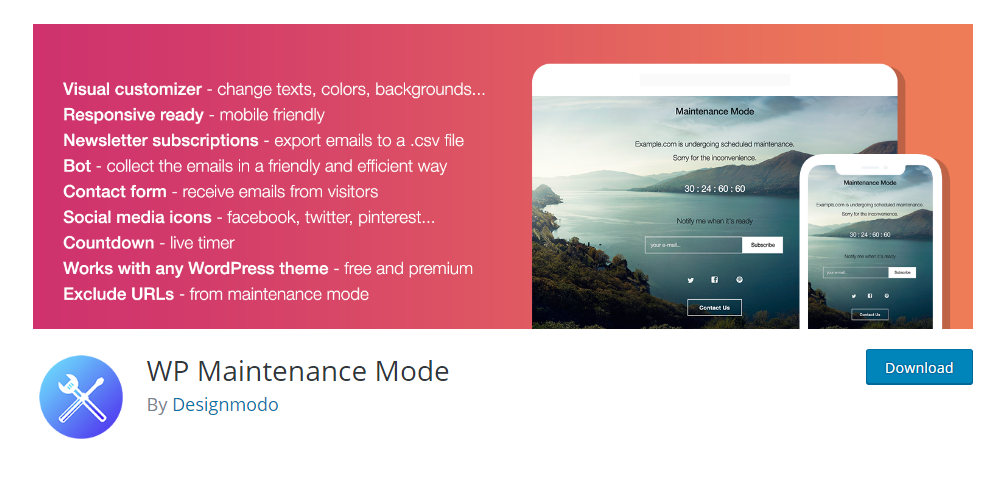 WP Maintenance Mode - Coming soon plugin