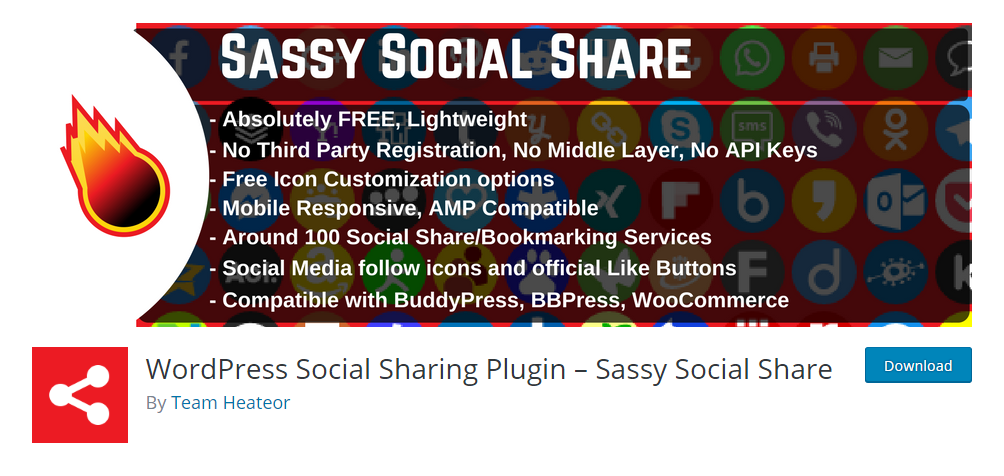 WordPress social sharing plugin - Sassy social share