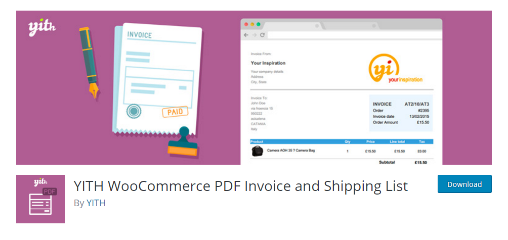 YITH WooCommerce PDF Invoice and Shipping List