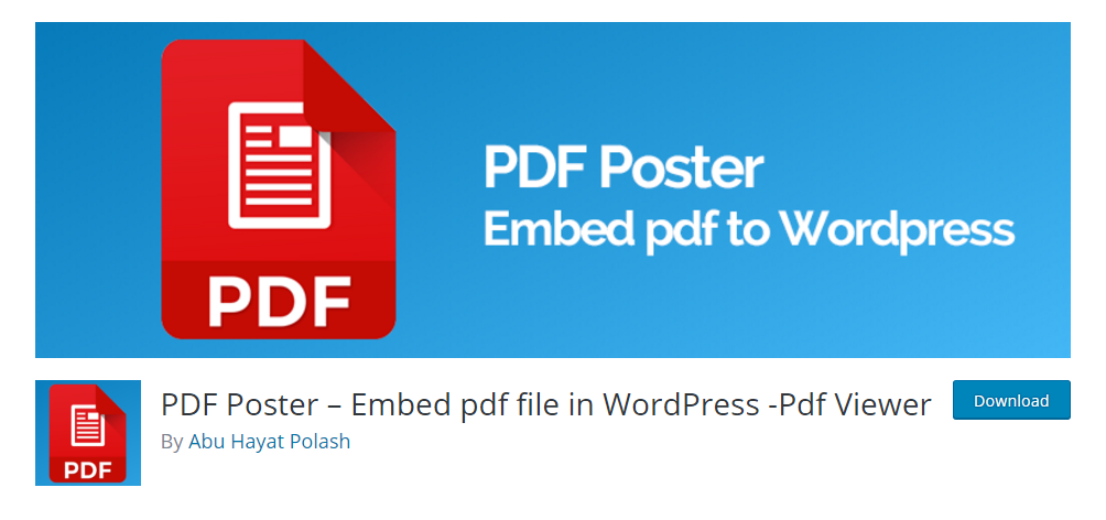 PDF Poster - Embed pdf file in WordPress - Pdf Viewer