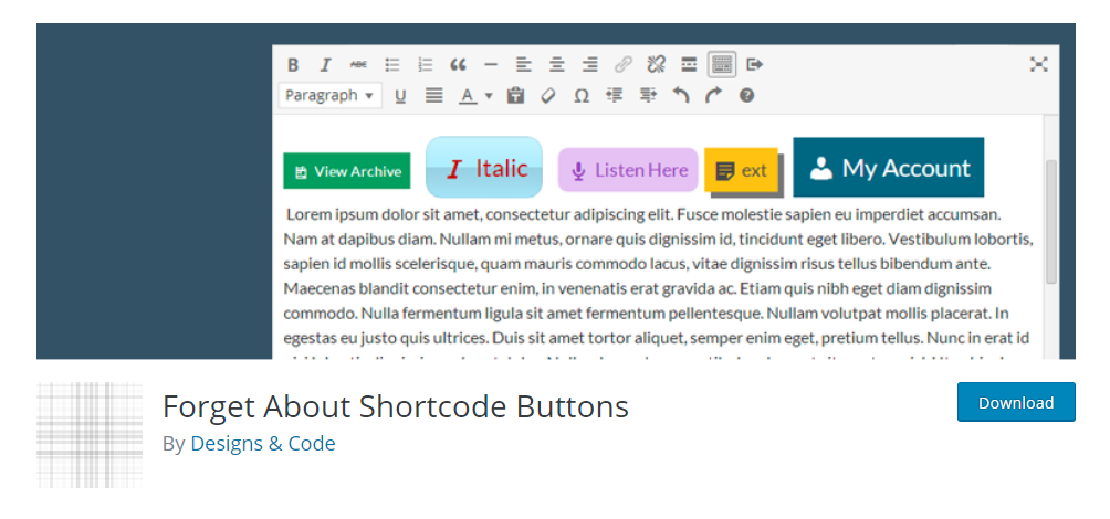 Forget About Shortcode Buttons - Shortcode WordPress plugin