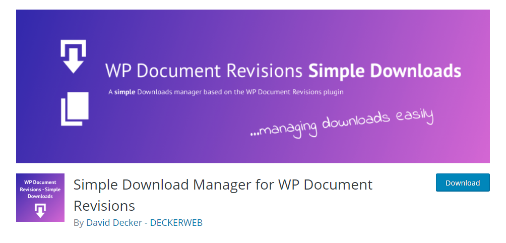 Simple Download Manager for WP Document Revisions