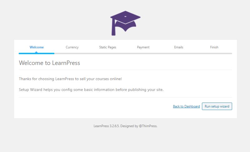 LearnPress setup wizard