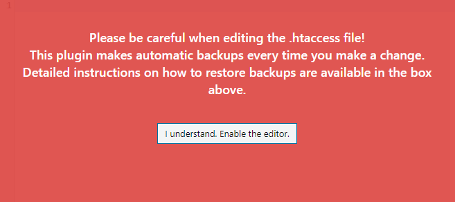 Htaccess Editor warning