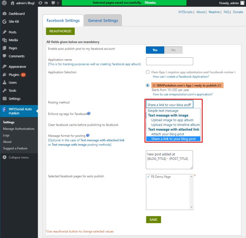 Select posting method