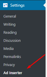 Ad Inserter option in Settings