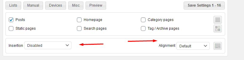 Insertion and Alignment option