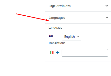 Language meta box of Polylang plugin