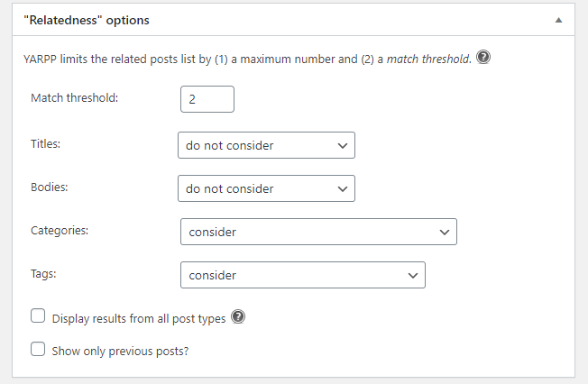 Relatedness options