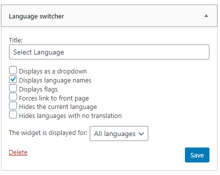 Language switcher for multilingual site