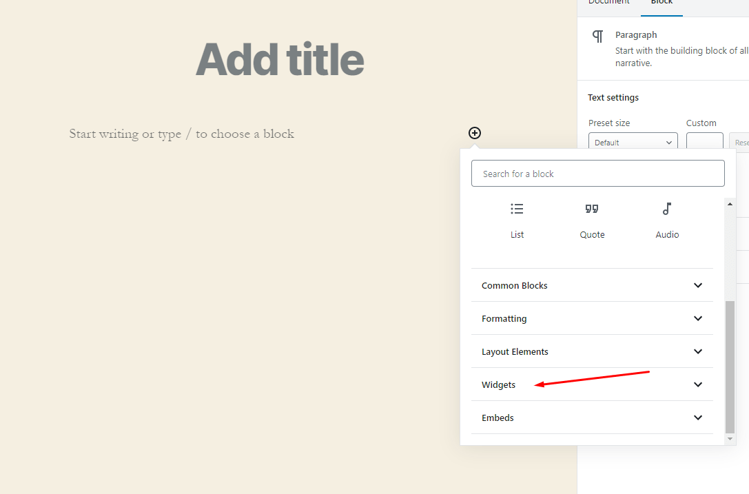 Widget adding forms