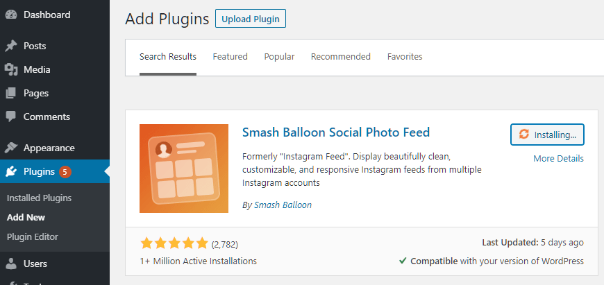 Install Smash Balloon Social Photo Feed