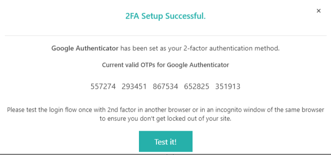 Test two-factor authentication