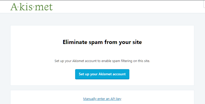 The installtion of Akismet anti-spam plugin completed