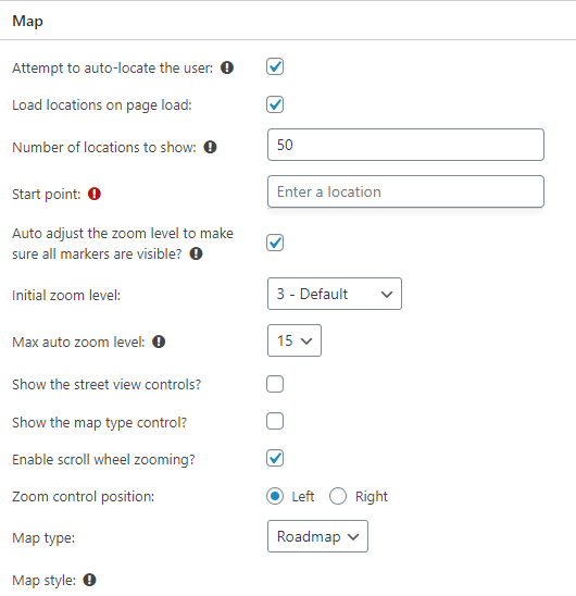 Map section - WP Store Locator