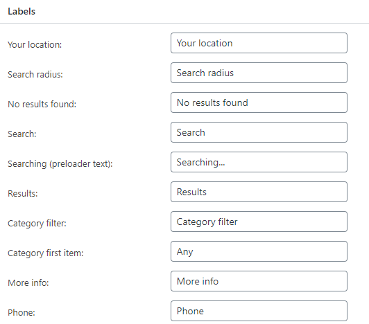 Labels - WP Store Locator